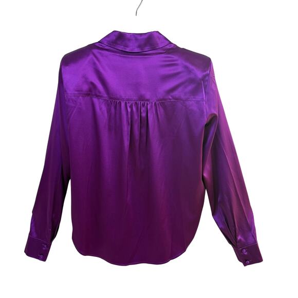 New VERONICA BEARD Rozik Stretch-Silk Purple Charmeuse Top - Picture 5 of 7